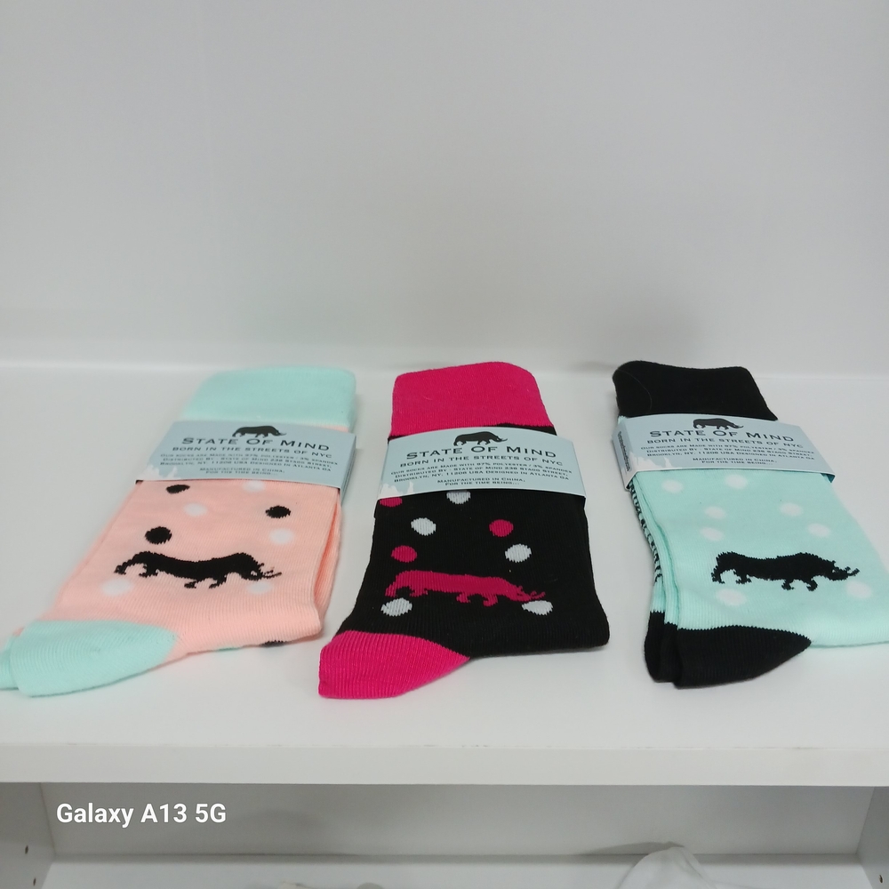 State of Mind Men's Polka Dot Socks - Pink, Black, Mint